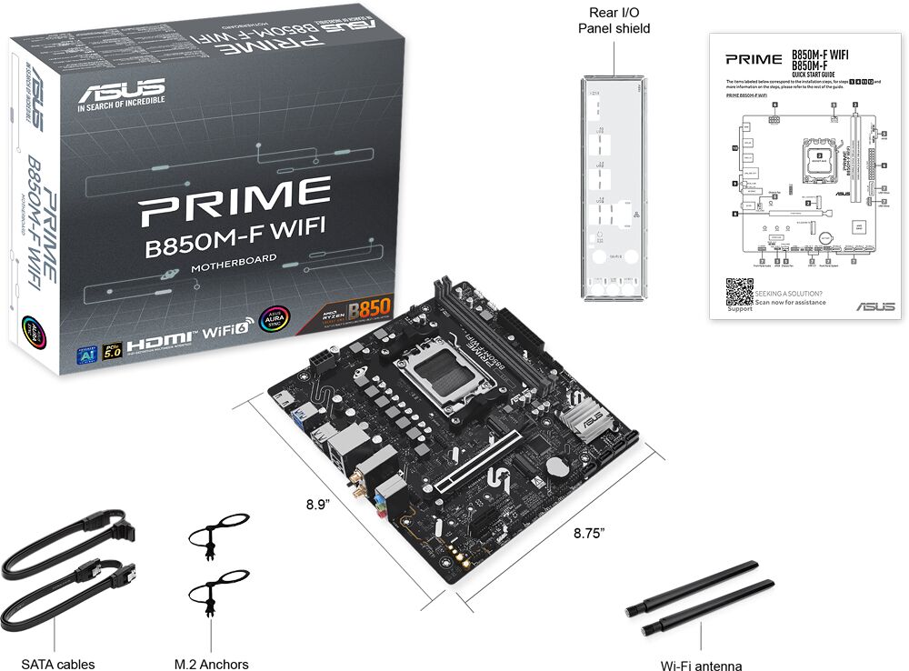 ASUS PRIME B850M-F WIFI AM5 DDR5 Micro-ATX Motherboard