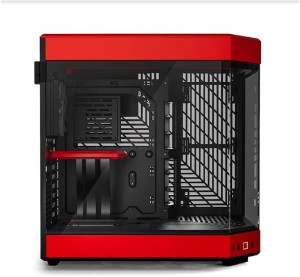 HYTE Y60 Modern Aesthetic Dual Chamber Mid-Tower ATX Computer Gaming Case Only- Black/Red